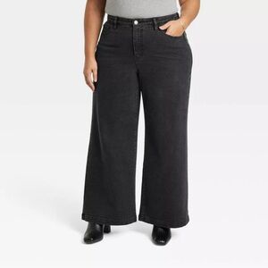 Women's High-Rise Wide Leg Jeans - Ava & Viv Charcoal Gray 20W